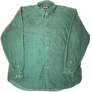 Vintage Graphite Jeans Wear XL Green Corduroy Button-Up Shirt Mens Casual